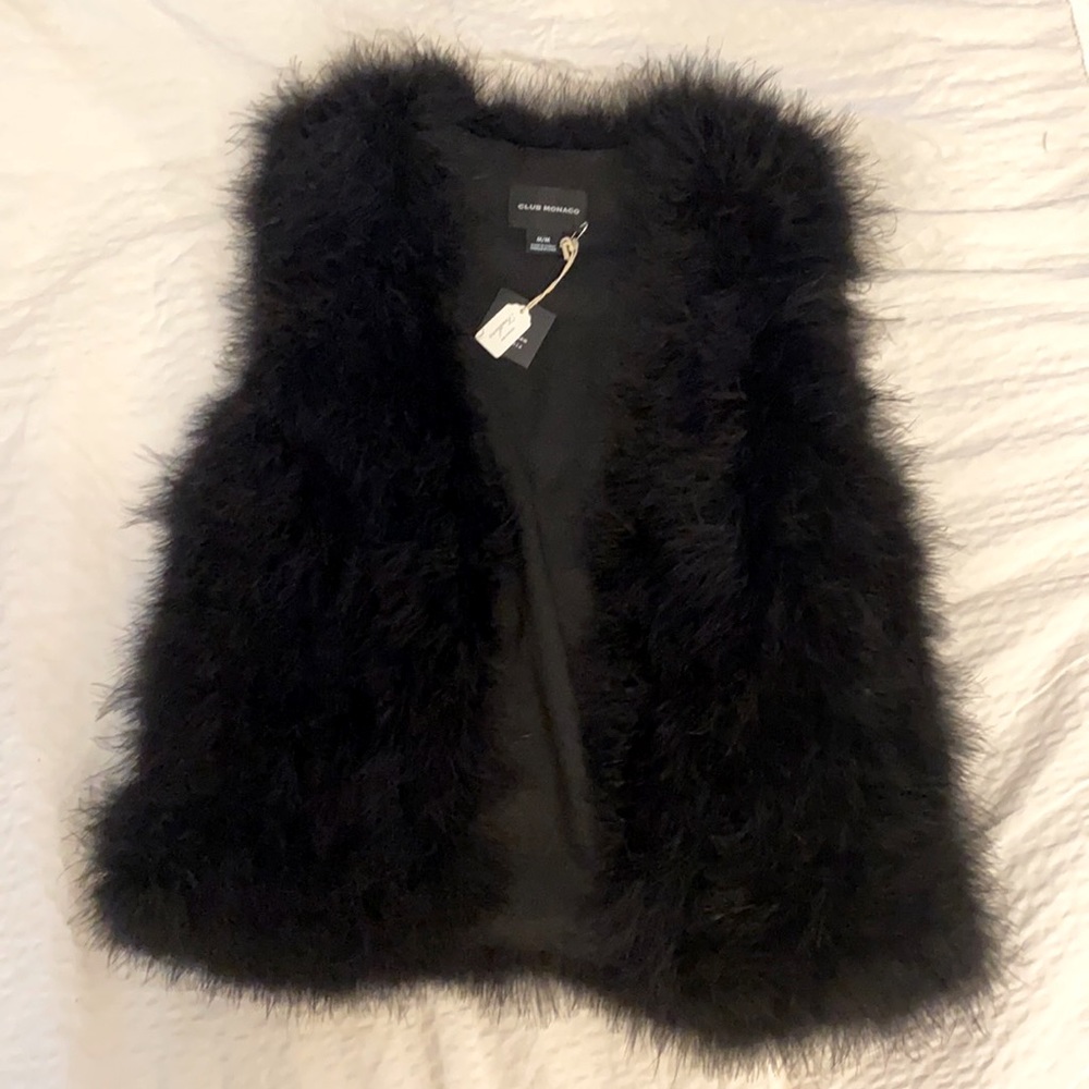 Medium black feather vest from Club Monaco